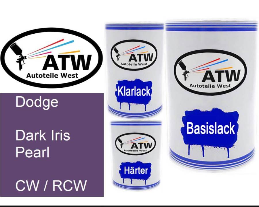 Dodge, Dark Iris Pearl, CW / RCW: 500ml Lackdose + 500ml Klarlack + 250ml Härter - Set, von ATW Autoteile West.